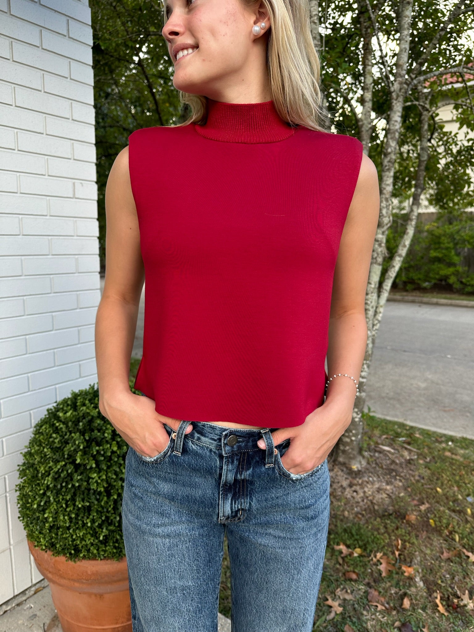 Melinda Scuba TNeck Top Red