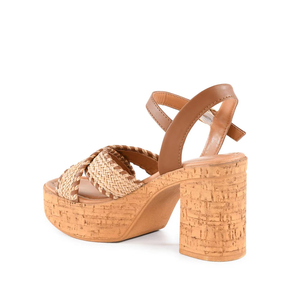 Whipstich Platform Sandal Tan