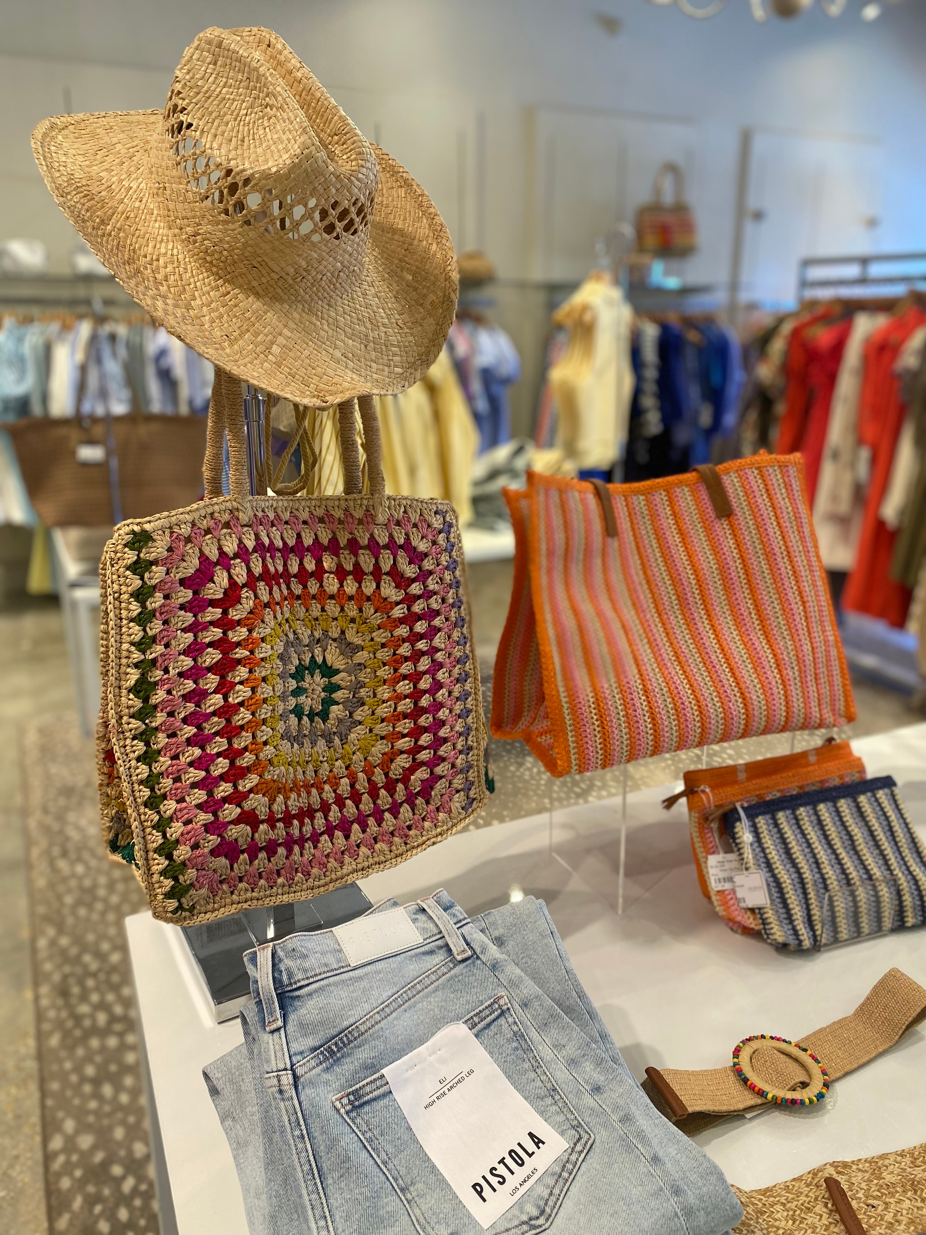 Rainbow Camilla Raffia Bag