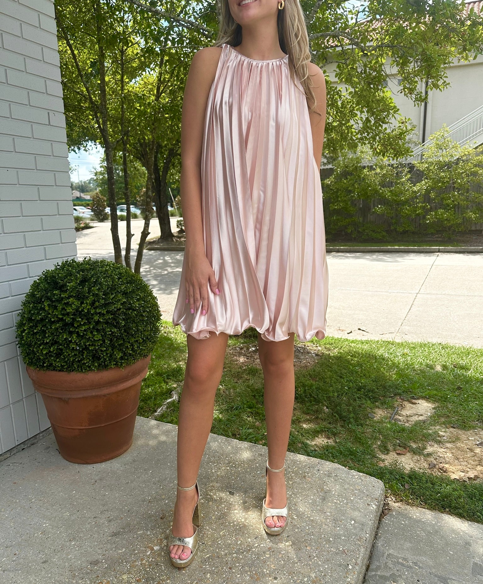 Halter Swing Dress Nude