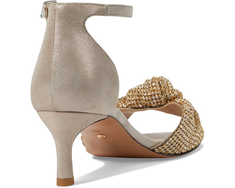 Knotted Low Heel Taupe Shimmer Suede