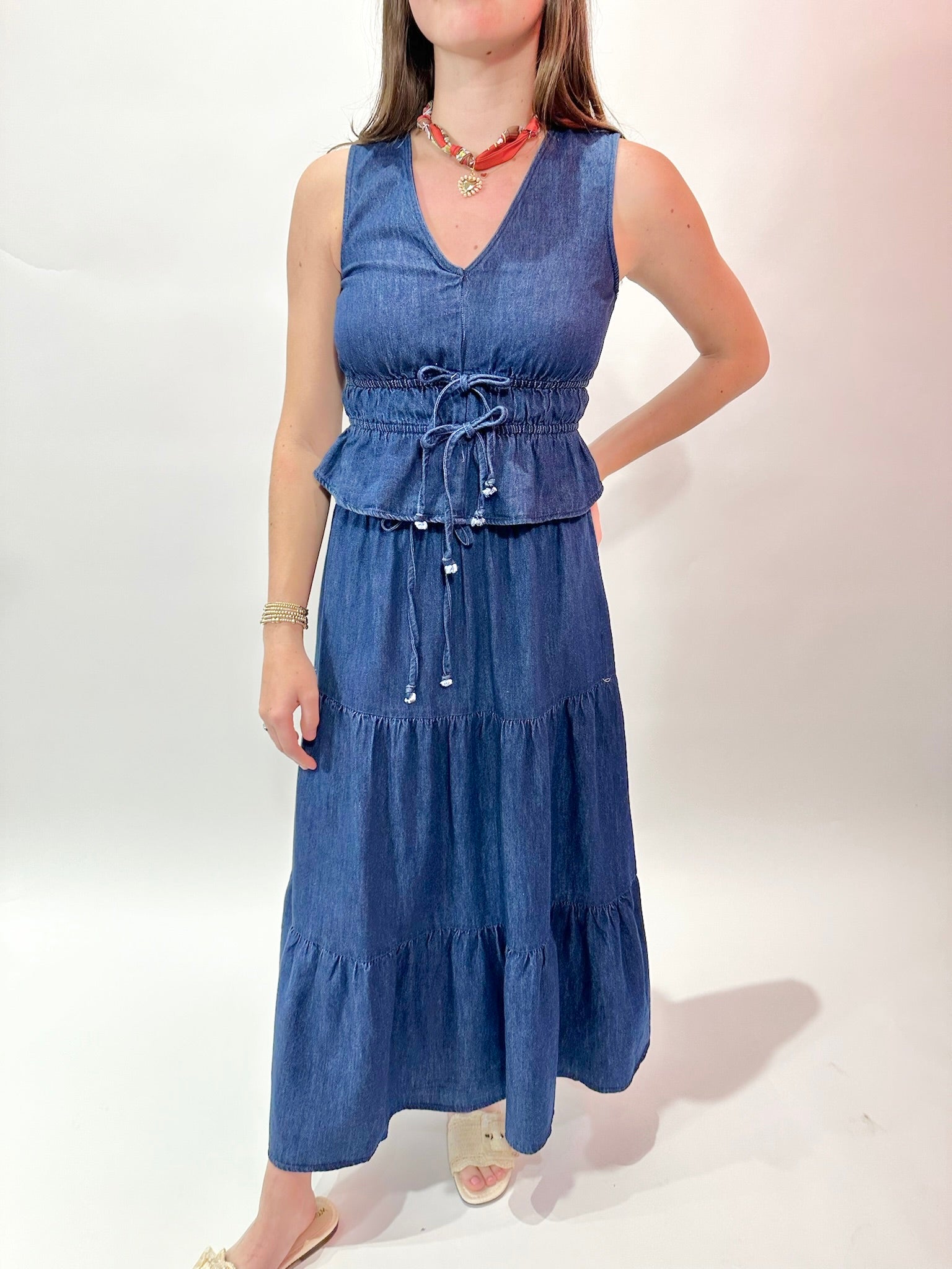 Front Tie Top Denim