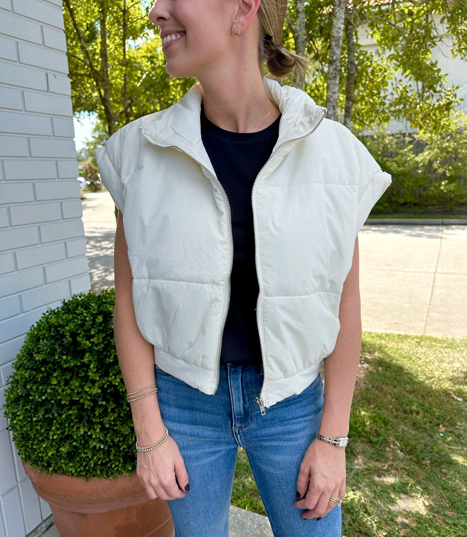 Jemma Puffer Vest Cream