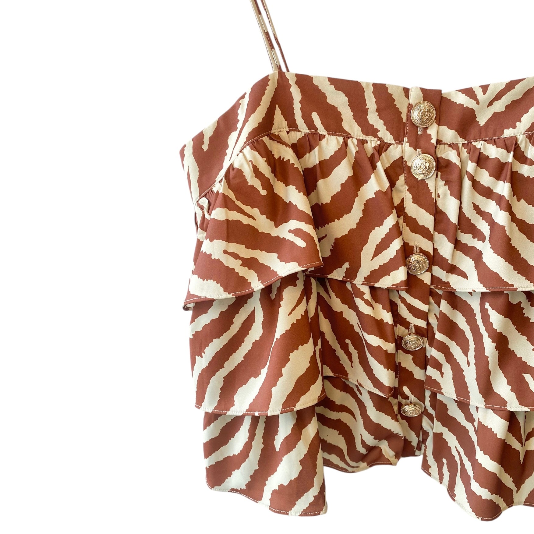 Spaghetti Strap Tiger Top Brown