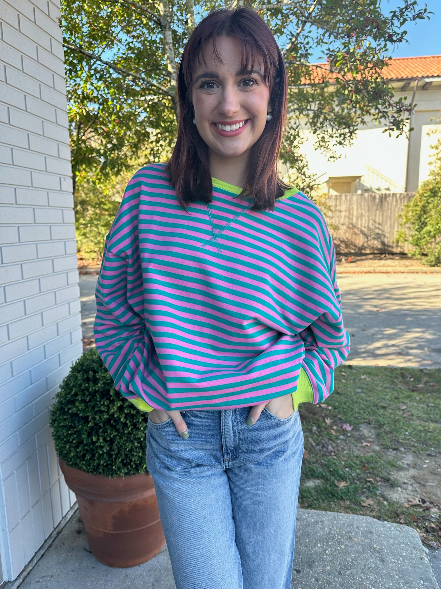 Murphy Knit Top Pink/Turquoise