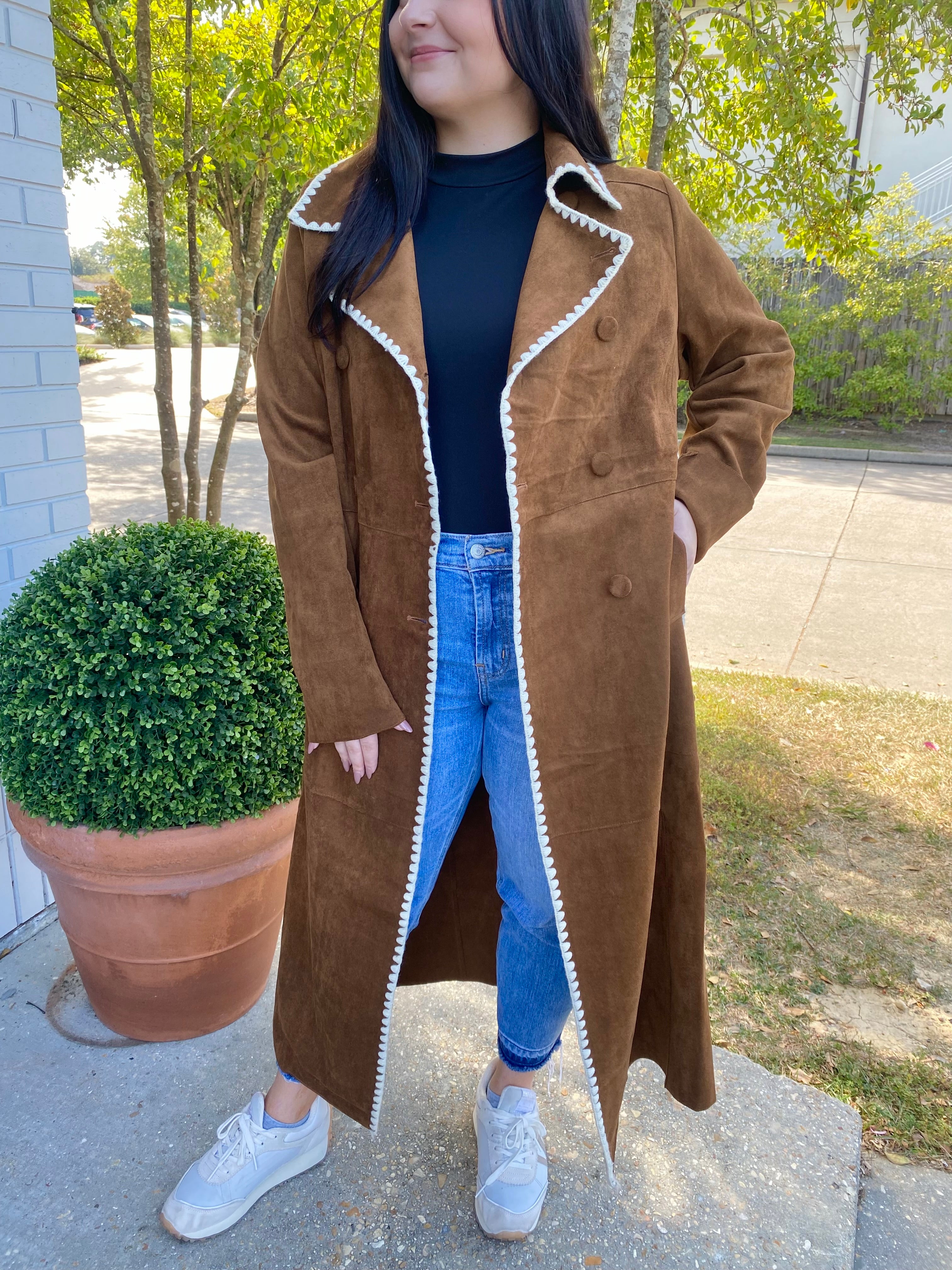 Double Buttoned Trench Coat Brown