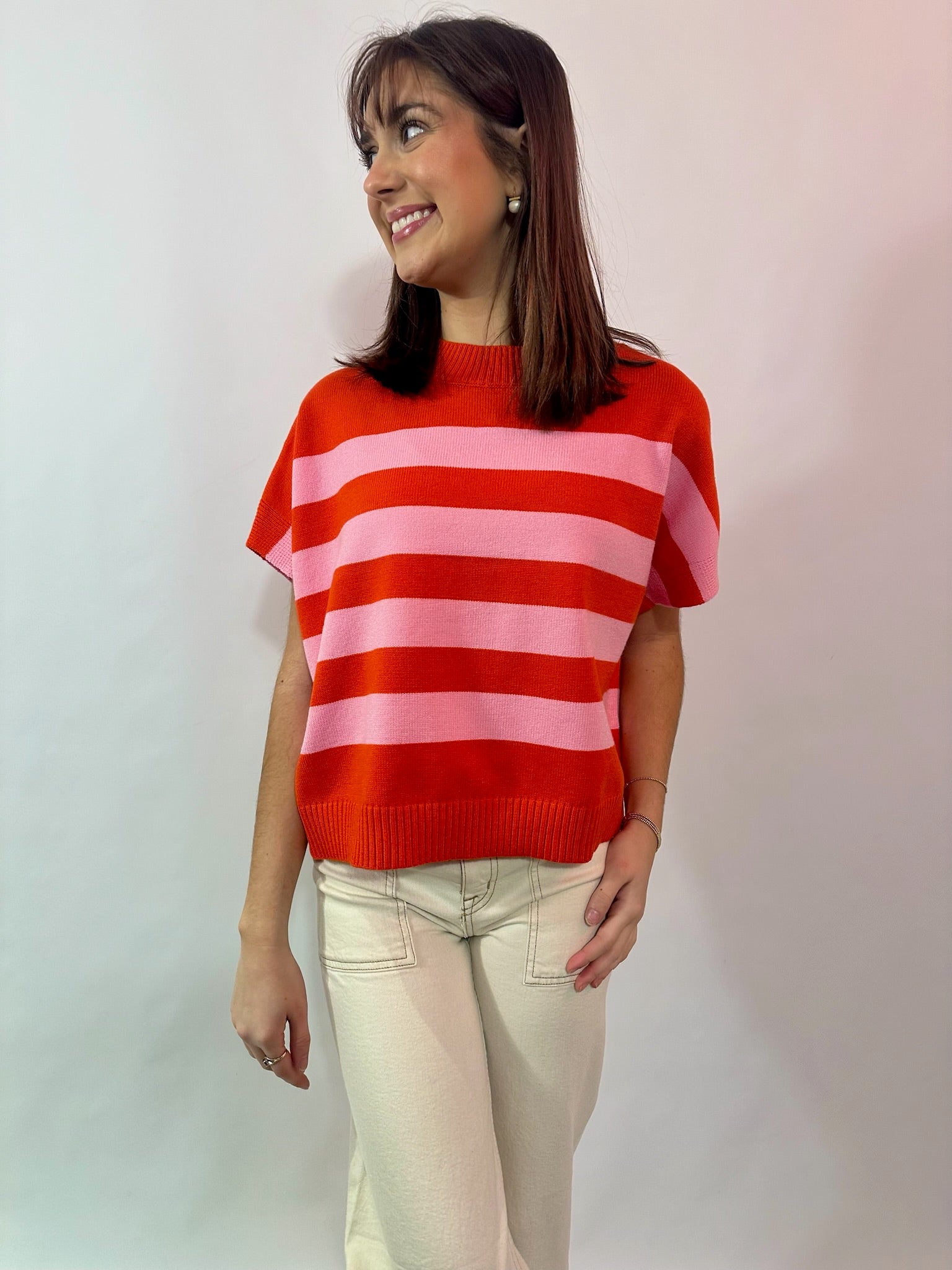 Ruth Stripe Sweater Red