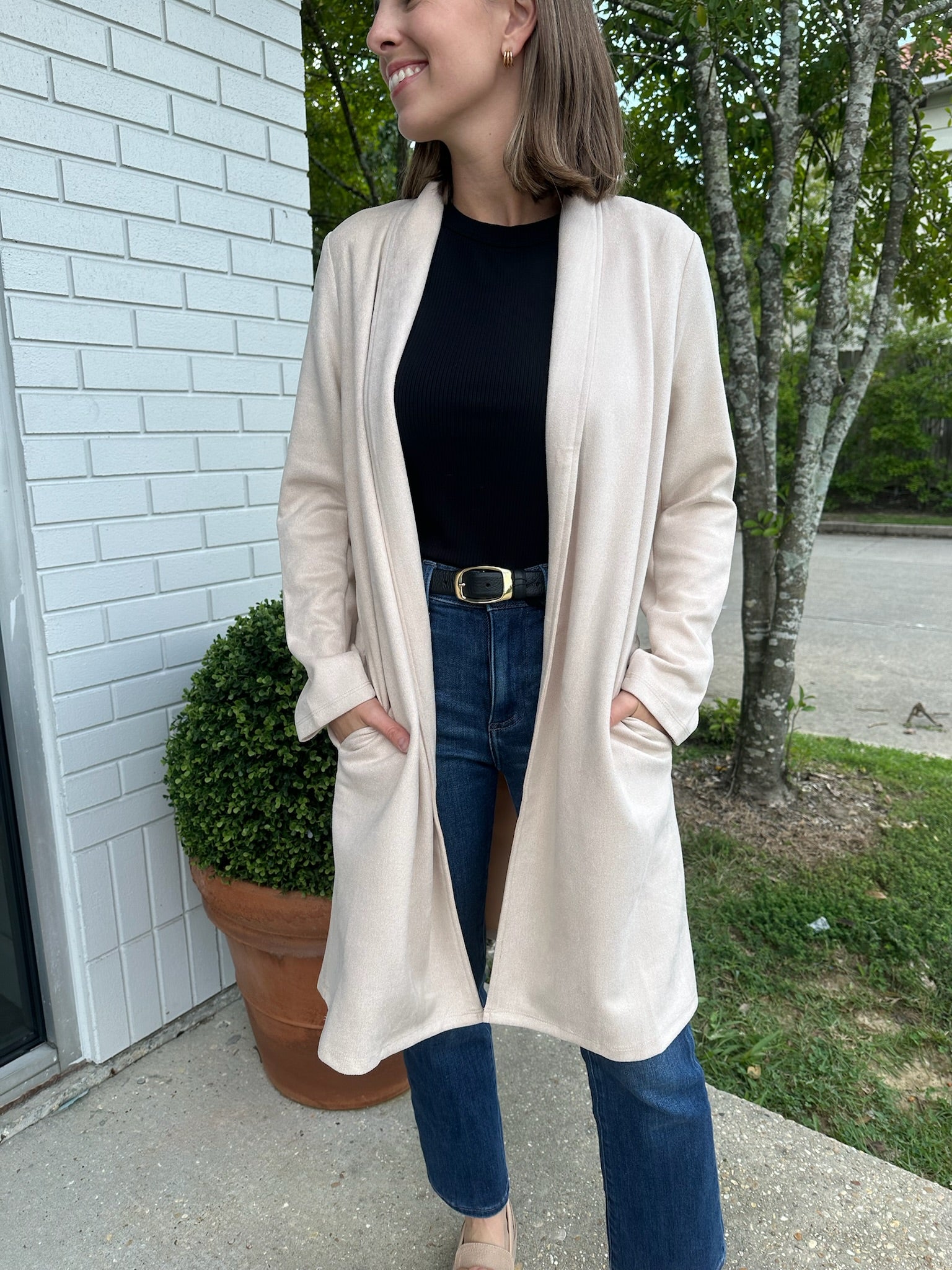 Karyssa Suede Coat Cream