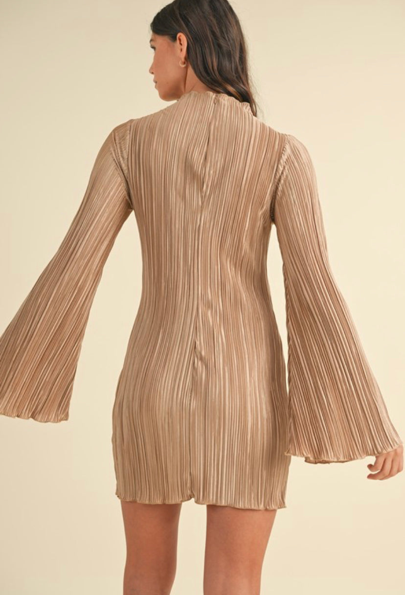 Karyn Pleated Mini Dress Mocha