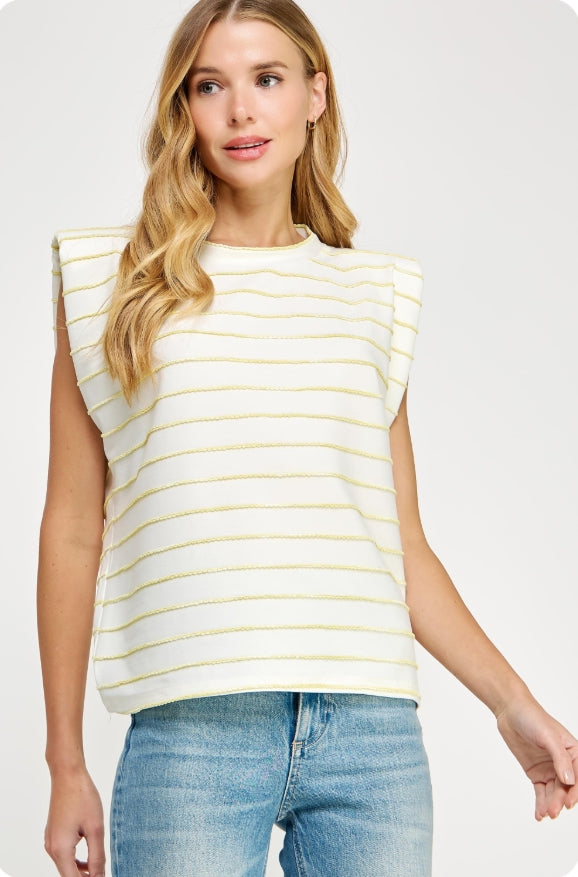 Shoulder Pad Tee White/Chartreuse