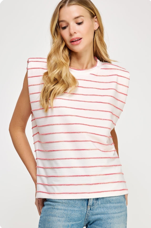 Shoulder Pad Tee White/Red