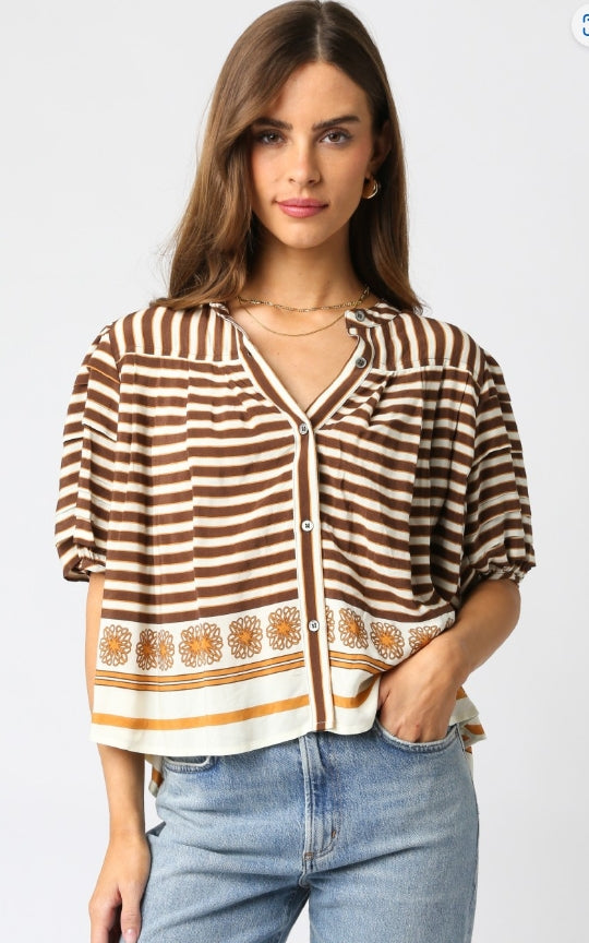 Nikki Top Cream Brown