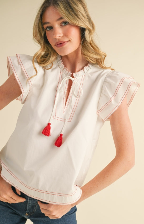 Primrose Flutter Top Off White