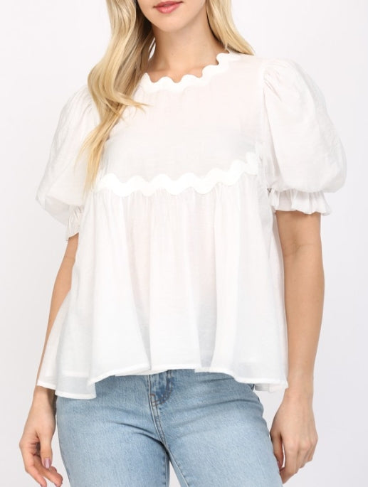 Juban Puff Slv Top Off White