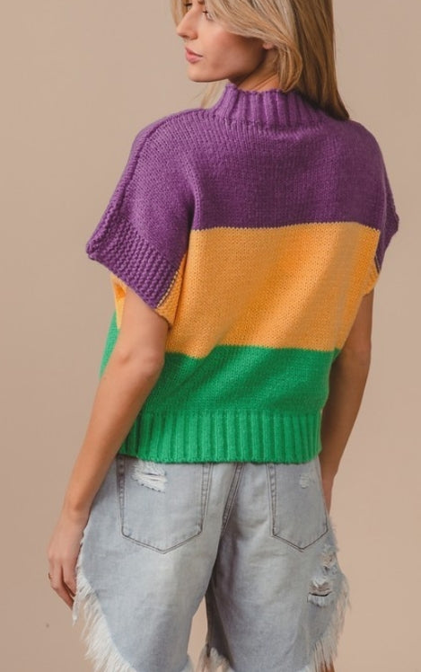 Mardi Gras Drop Shoulder Sweater