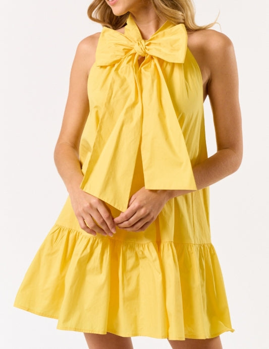 Bow Front Mini Dress Yellow