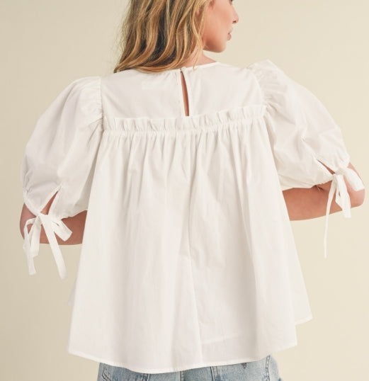 Tiered Short Slv Top Off White